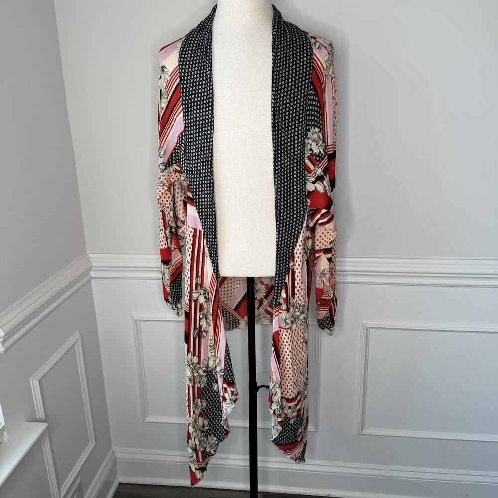 Free People Morning Glory Kimono One Size Mixed Media Patchwork Floral Prints